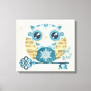 Winter Wonderland Owl Wrapped Canvas Print