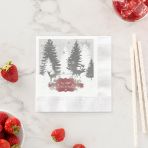 Winter Wonderland Paper Napkin - Red