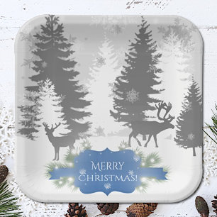 Winter Wonderland Paper Plate - Blue