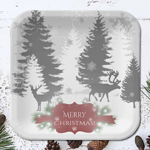 Winter Wonderland Paper Plate - Red