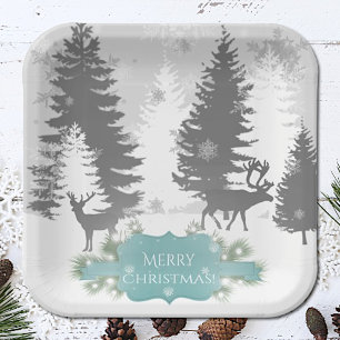 Winter Wonderland Paper Plate - Teal