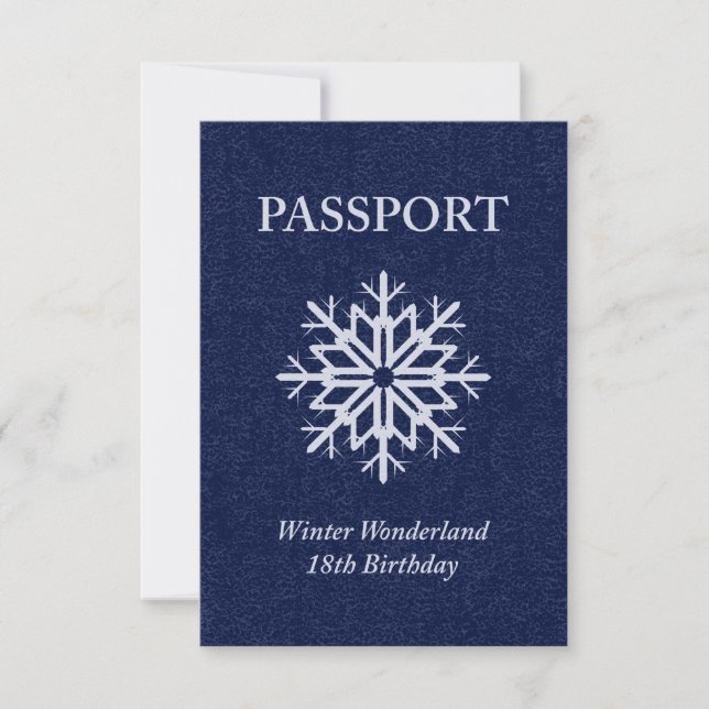 winter wonderland passport 18th birthday invitation (Front)