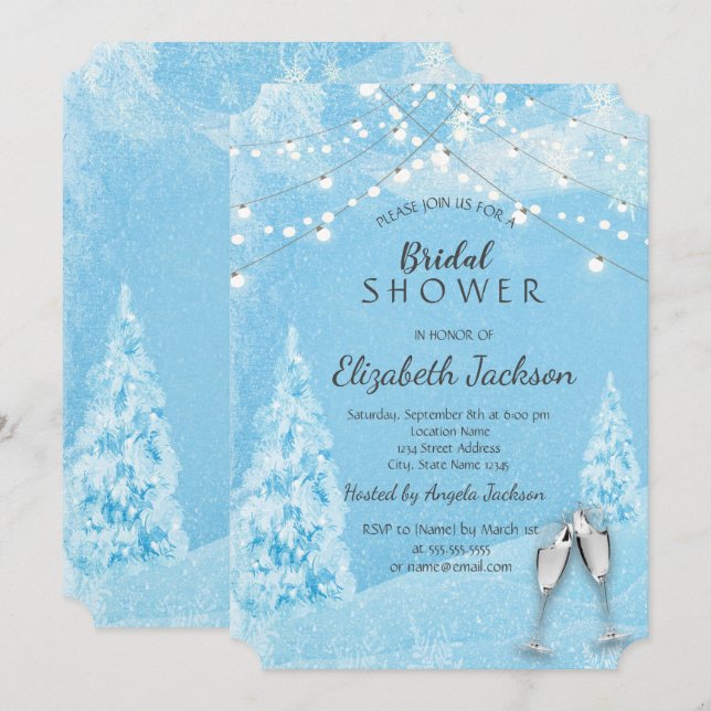 Winter Wonderland,Pine Tree Bridal Shower  Invitation (Front/Back)