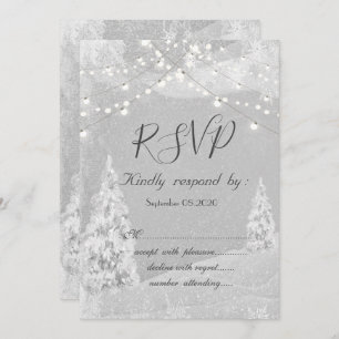 Winter Wonderland, Pine Tree Grey RSVP  Invitation