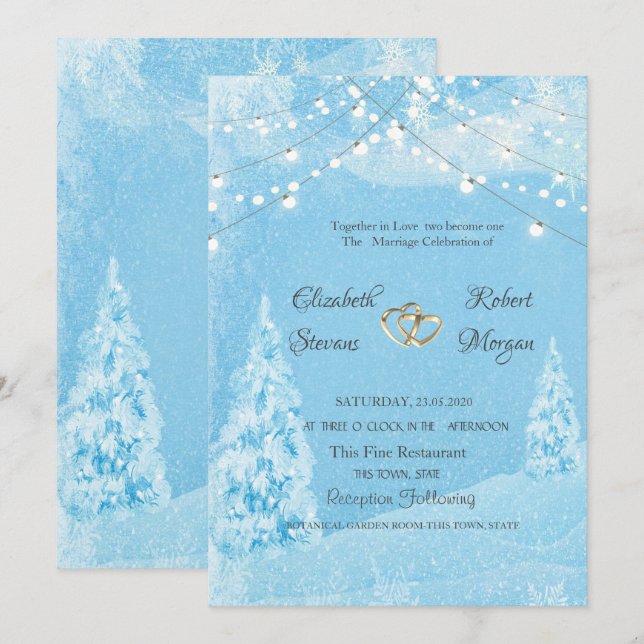 Winter Wonderland, Pine Tree Wedding  Invitation (Front/Back)