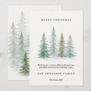 Winter Wonderland Pine Trees Christmas Card 