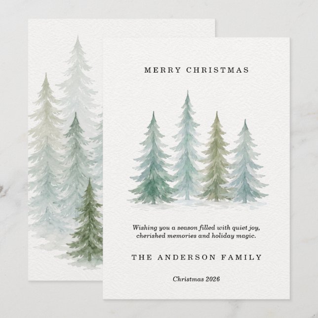 Winter Wonderland Pine Trees Christmas Card  (Front/Back)