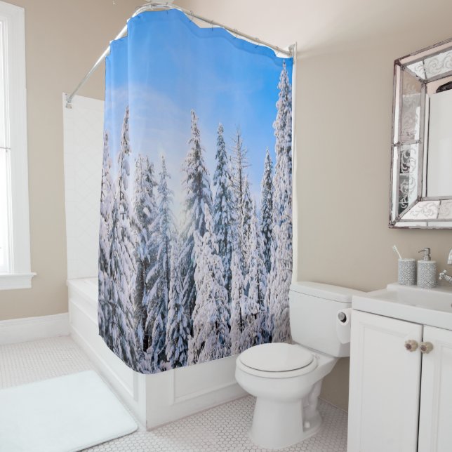 Winter Wonderland Pine Trees in Snow Shower Curtain (In Situ)
