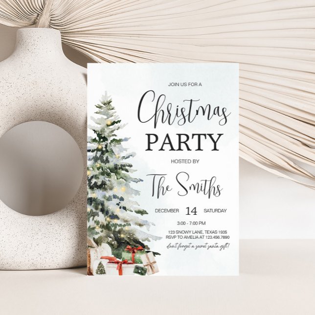 Winter Wonderland Pines Christmas Party Invitation (Winter Wonderland Pine Tree Christmas Party Invitation )