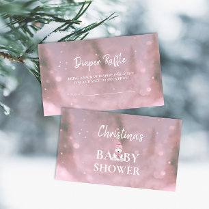 Winter Wonderland Pink Baby Diaper Raffle Request Enclosure Card