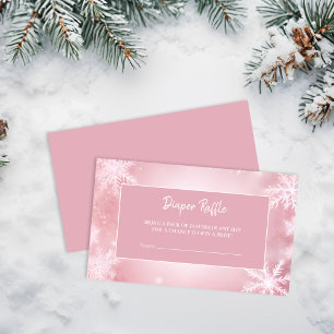 Winter Wonderland Pink Diaper Raffle Enclosure Card