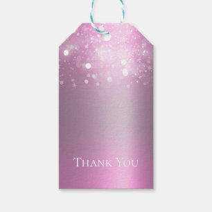 Winter Wonderland Pink Silver Sparkling Lights Gift Tags