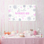 Winter Wonderland Pink Snowflake Birthday Party Banner<br><div class="desc">This is a Winter Wonderland Pink Snowflake Birthday Party Banner!</div>