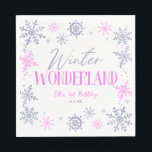 Winter Wonderland Pink Snowflake Birthday Party Napkin<br><div class="desc">This is a Winter Wonderland Pink Snowflake Birthday Party Paper Napkins!</div>