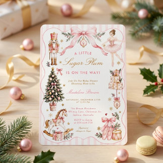 Winter Wonderland Pink Sugar Plum Baby Shower Invitation