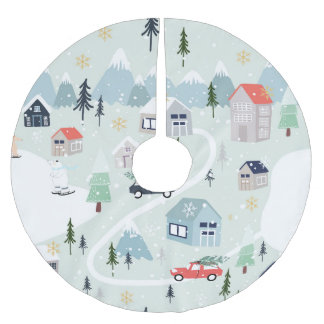 Winter Wonderland: Polar Bear Christmas Brushed Polyester Tree Skirt