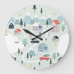 Winter Wonderland: Polar Bear Christmas Large Clock