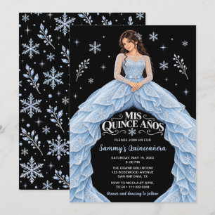 Winter Wonderland Princess Quinceañera Blue Invitation
