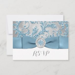 Winter Wonderland, PRINTED BUCKLE Wedding RSVP 3 Card