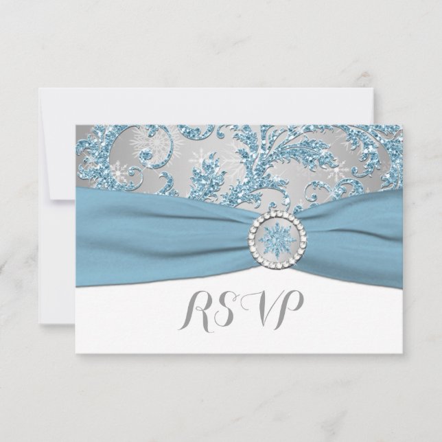 Winter Wonderland, PRINTED BUCKLE Wedding RSVP 4 (Front)