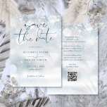 Winter Wonderland QR Code Snow Wedding Save The Date<br><div class="desc">This elegant winter wonderland save-the-date invitation can be personalised with your information in chic typography with your wedding website QR code and details on the reverse. Designed by Thisisnotme©</div>