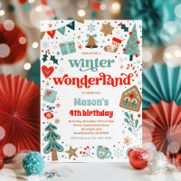 Winter Wonderland Red Christmas Birthday Party