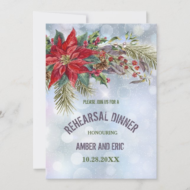Winter Wonderland Rehearsal Dinner Invitation (Front)