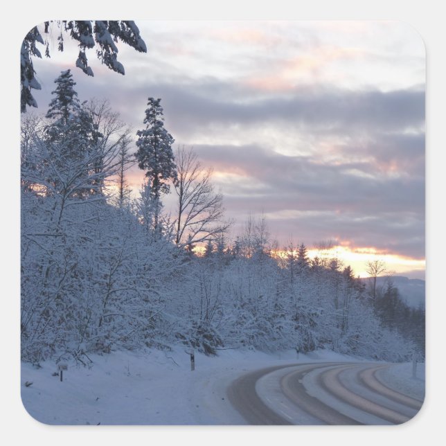 Winter Wonderland Road Square Sticker (Front)
