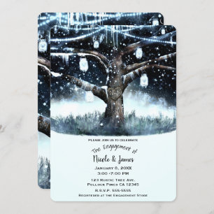 Winter Wonderland Rustic Tree Lights Engagement Invitation