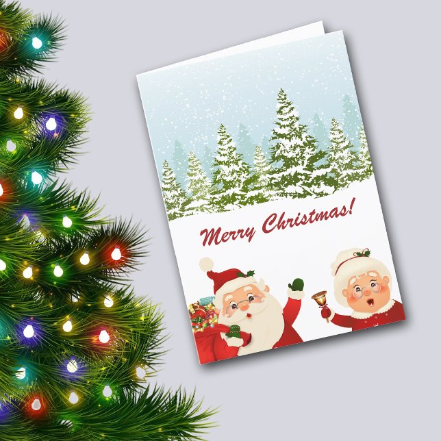 Winter Wonderland Santa and Mrs Santa Claus Holiday Card (Creator Uploaded)