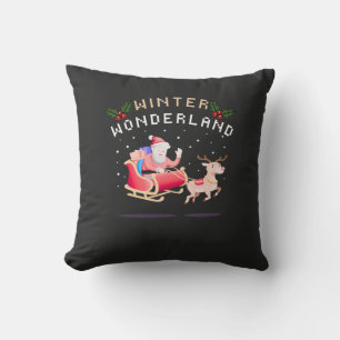Winter Wonderland Santa Sleigh Christmas Throw Pil Cushion