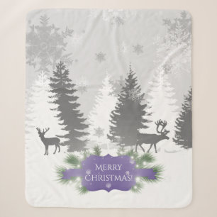Winter Wonderland Sherpa Blanket - Purple