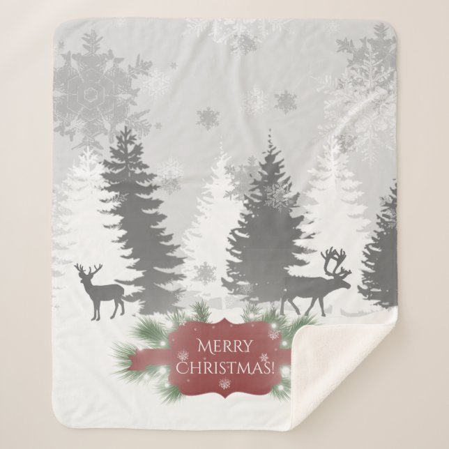 Winter Wonderland Sherpa Blanket - Red (Front)