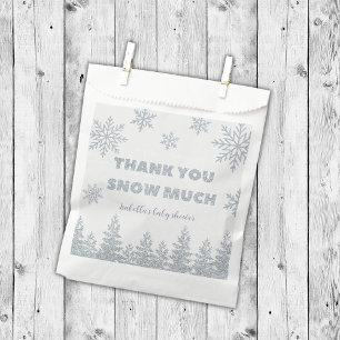 Winter Wonderland Silver Glitter Baby Shower Favour Bags
