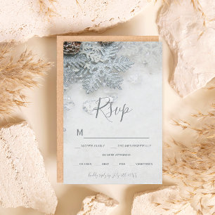 Winter wonderland silver snow typography rsvp card
