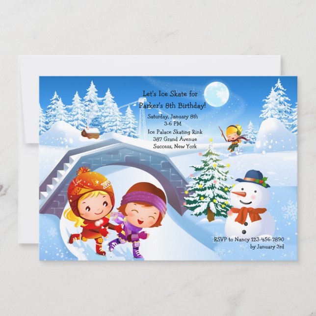 Winter Wonderland Skating Party Invitation (Front)
