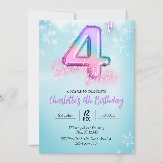 `winter Wonderland Slumber party Invitation (Front)