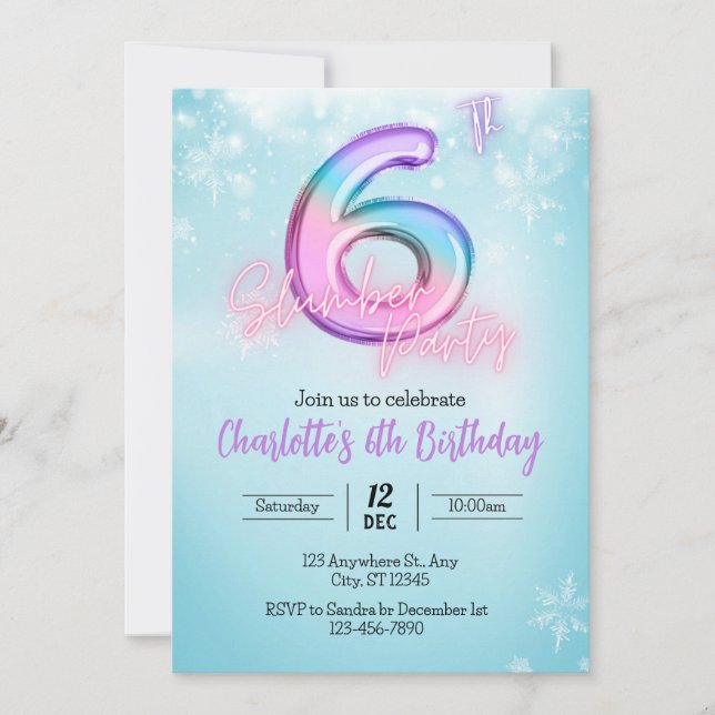 `winter Wonderland Slumber party Invitation (Front)