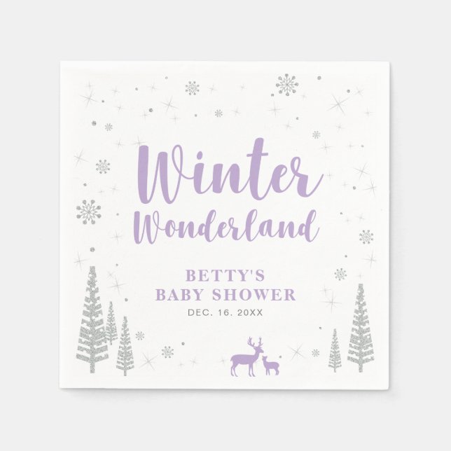 Winter Wonderland Snow Baby Shower Paper Napkin (Front)
