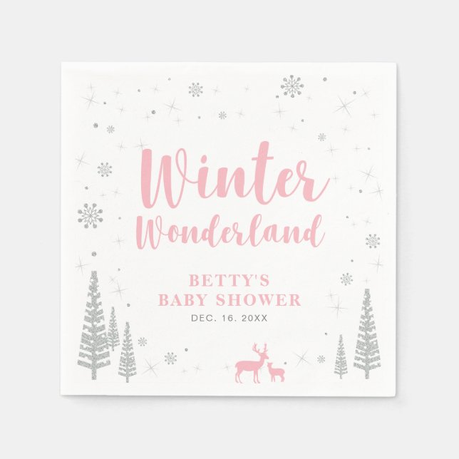 Winter Wonderland Snow Baby Shower Paper Napkin (Front)