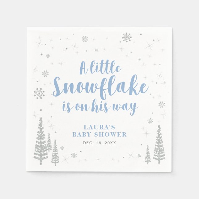 Winter Wonderland Snow Baby Shower Paper Napkin (Front)