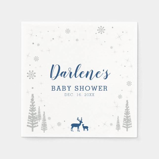 Winter Wonderland Snow Baby Shower Paper Napkin (Front)