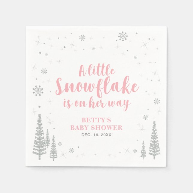 Winter Wonderland Snow Baby Shower Paper Napkin (Front)