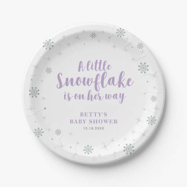 Winter Wonderland Snow Baby Shower Paper Plates (Front)