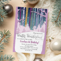 Winter Wonderland Snow Forest Purple Silver Photo