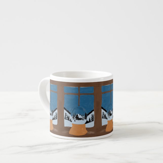 Winter Wonderland Snow Globe Espresso Cup (Front Left)