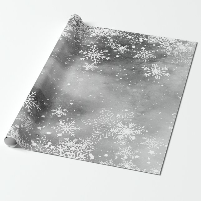 Winter Wonderland,Snow Grey Holiday Wrapping Paper (Unrolled)