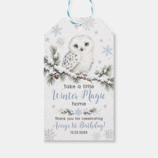 Winter Wonderland Snow Owl Arctic Animal Birthday Gift Tags