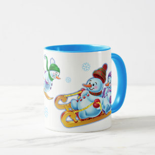 Winter Wonderland snow people mug custom name