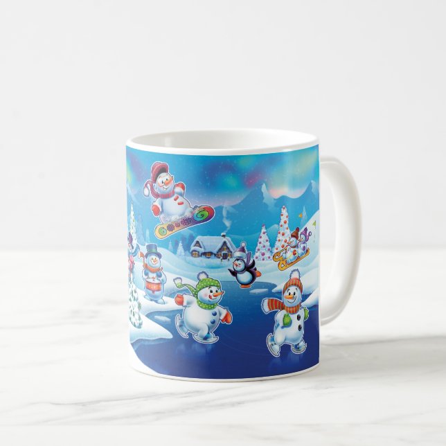 Winter Wonderland snow people scene mug (Front Right)